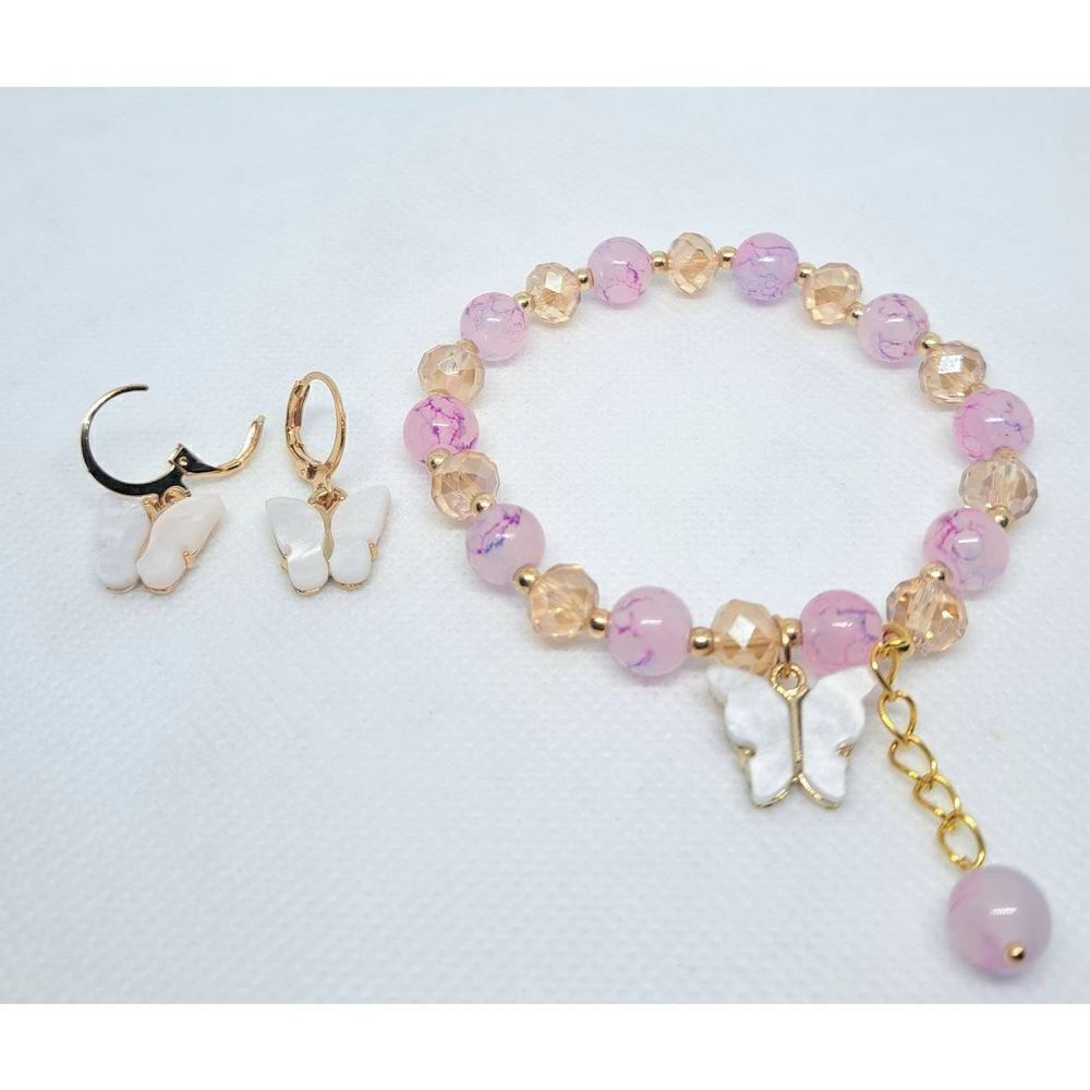 Butterfly bracelet and earrings set